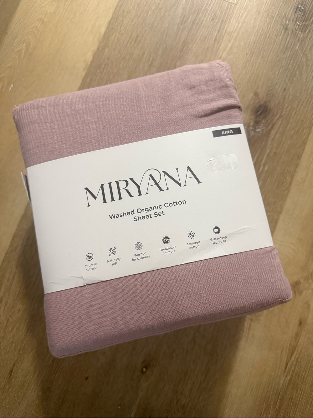 Miryana Washed Organic Cotton Sheet Set - Blush Pink (King)